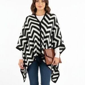 Black and White Chevron 3 ways to wear  Shaw metallic new one size fits all